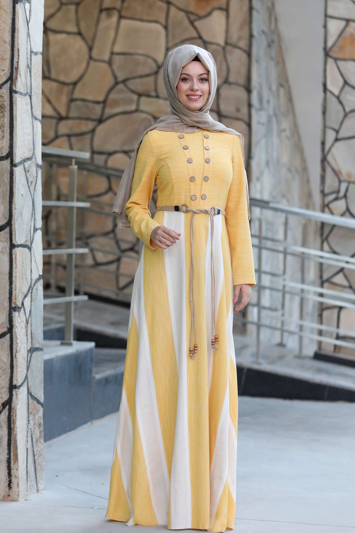 Dress - Crepe - Lined - Mustard  - SD45