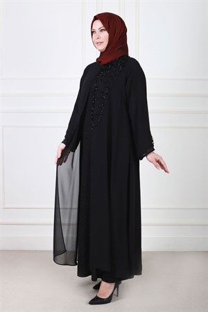 Büyük Beden Tesettür Abiye Elbise 50016 Siyah