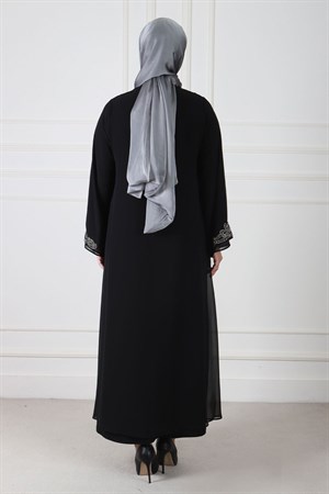 Büyük Beden Tesettür Abiye Elbise 50018 Siyah
