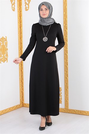 Bahar Kolyeli Elbise Siyah FHM399