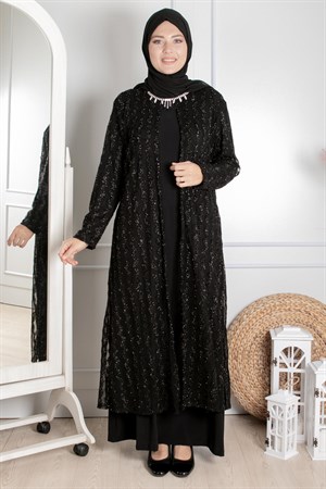 Necklace Detailed Evening Dress Black MDA02229MDA02229-SİYAHMDA