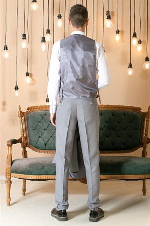 Pants - Vest - Jacket - 3 Piece Suit - Lined - Grey -  MDV100MDV100-GRİModaviki