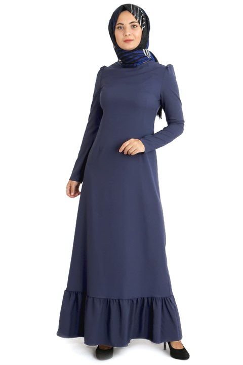 Dress - Unlined - High Collar - Dark Navy Blue - TN45 - 3424008